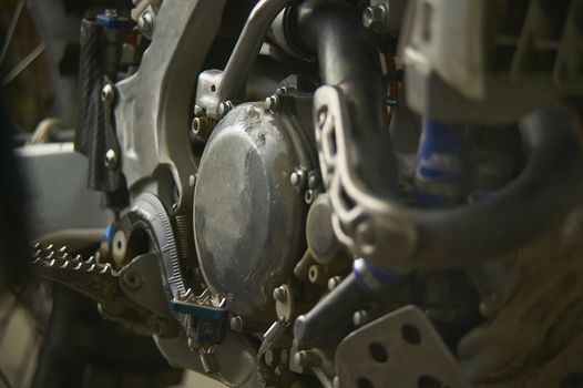 Detail of a cross-country motorcycle with all the visible details.