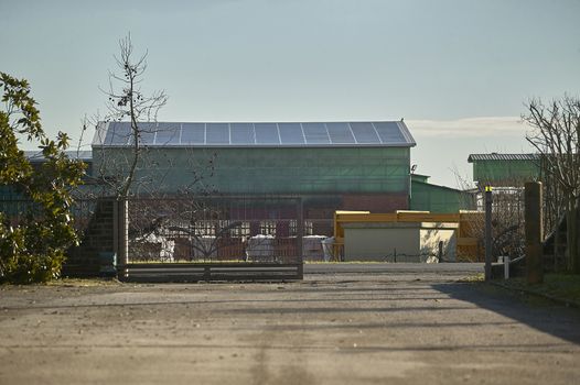 Panorama of an industrial area of a small village in northern Italy: first rural and then industrialized area.