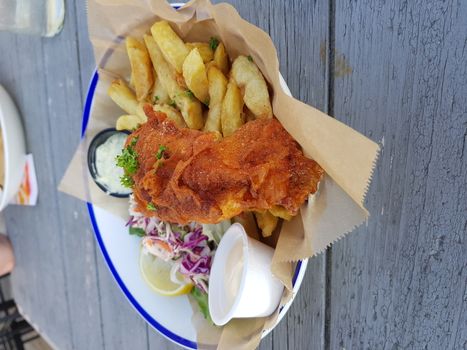 Homemade fish & french fries and sauce