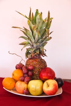group of tropical and varied fresh fruits