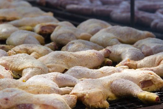 traditional meat grilled on the grill in the Argentine countryside