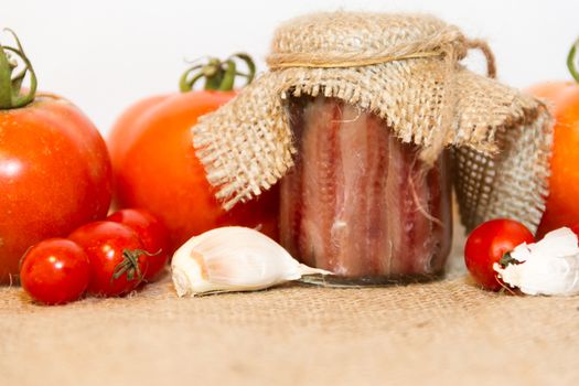 pickled anchovies with rosemary lemon vinegar and tomatoes