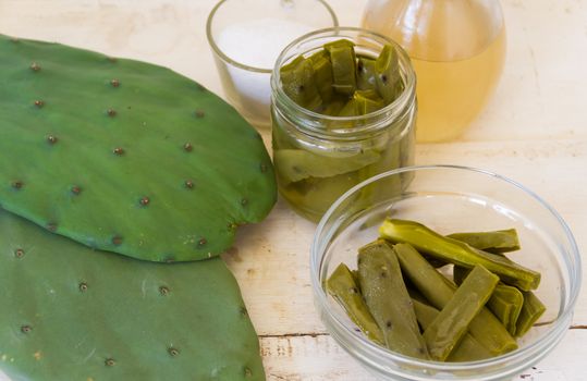 artisanal preparation of healthy food with prickly pear cactus