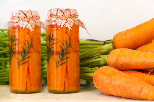 artisan preparation of pickling fresh organic carrots