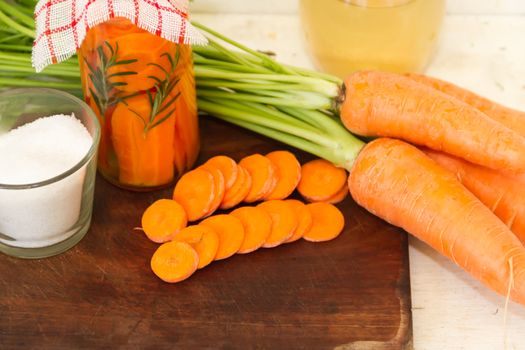 artisan preparation of pickling fresh organic carrots