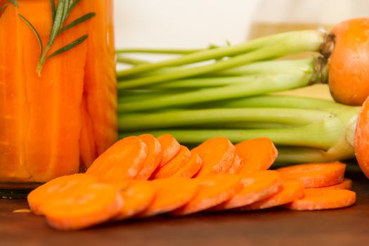 artisan preparation of pickling fresh organic carrots