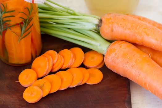 artisan preparation of pickling fresh organic carrots