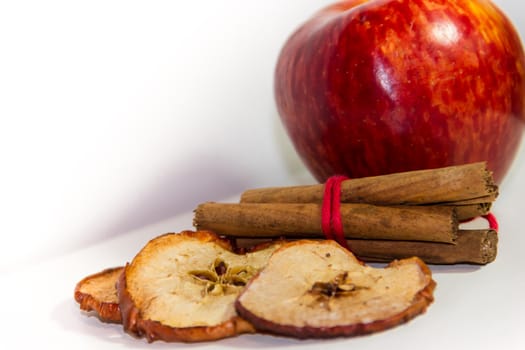 ingredients for red apple cake and cinnamon