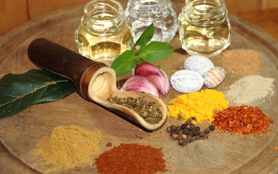 aromatic herbs from the organic garden and spices for cooking