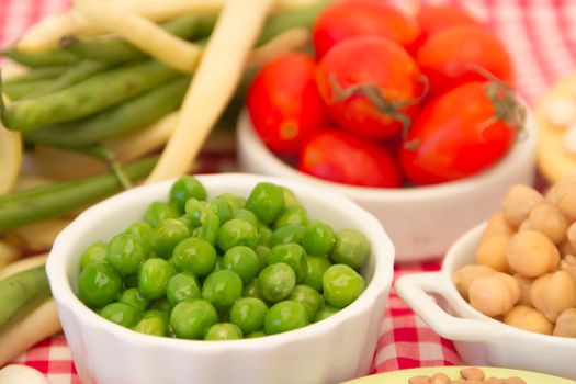 variety of kitchen ingredients with fresh and dried legumes