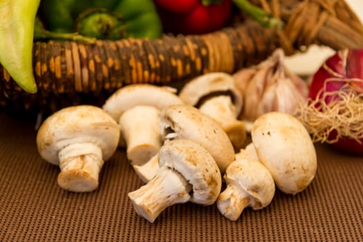 variety of vegetables and mushrooms for cooking