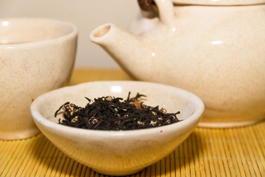 hot chinese tea served on the table