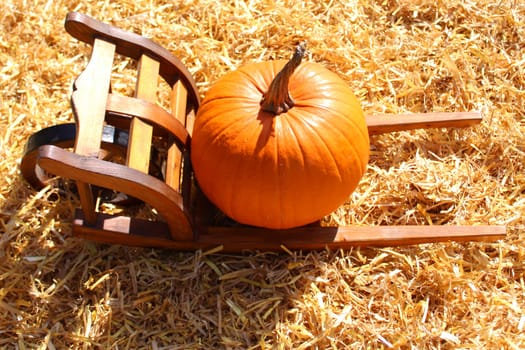 The picture shows a rustic pumpkin decoration