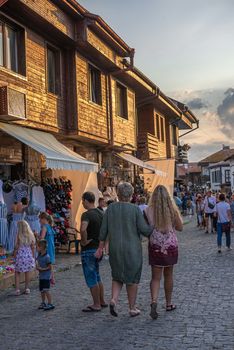 Nessebar, Bulgaria – 07.09.2019. Streets of the old town of Nesebar on a  summer evening