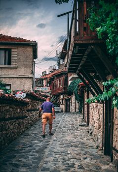 Nessebar, Bulgaria – 07.09.2019. Streets of the old town of Nesebar on a  summer evening