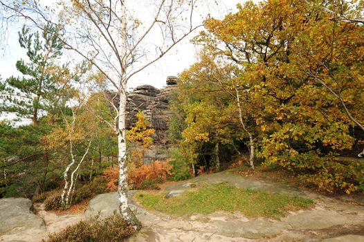 Autumn landscape - rocks, forests - all beautifully colored