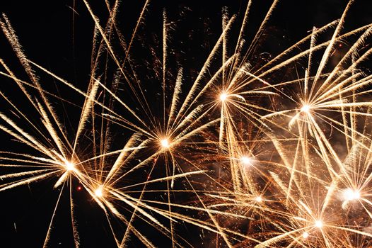 Rocket explosions of beautiful New Year's fireworks