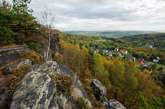 Autumn landscape - rocks, forests - all beautifully colored