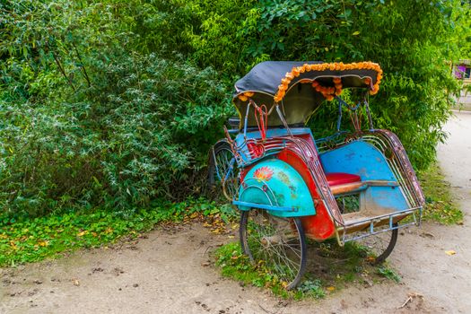 traditional asian cycle ricksha cart, Vintage transportation vehicle from Asia