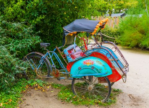 Classical cycle ricksha cart, Vintage transportation vehicle from Asia