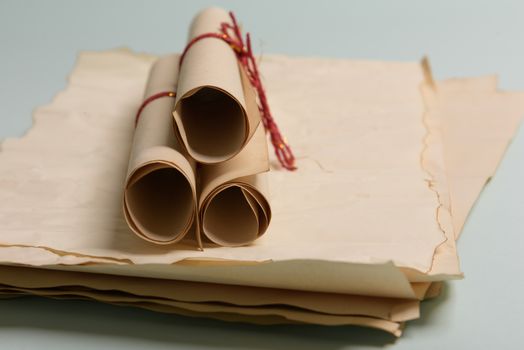 old tied up letters, view from above.