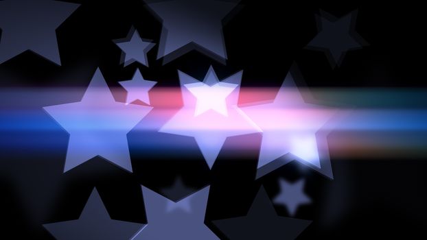Beautiful bokeh effect in star shaped on the black background. Stars smooth Glowing and glittering
