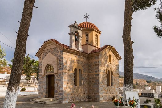 Orthodox chapel in a cemetery on the Greek island of Greece