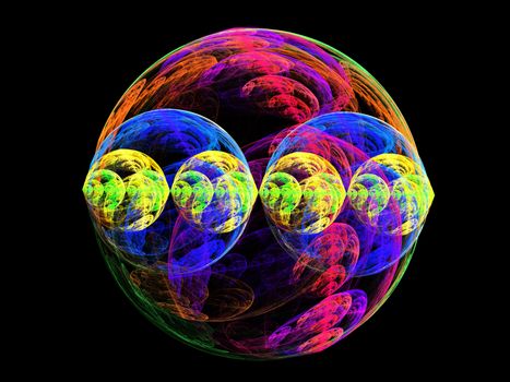 Colorful fractal plasma sphere, strings of chaotic plasma energy. 
smoke, energy ball discharge, scientific plasma study. digital flames, 
artistic design, science fiction, Abstract illustration. 
This image was created using fractal generating and graphic manipulation software.