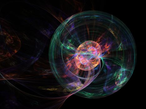 Colorful fractal plasma sphere, strings of chaotic plasma energy. 
smoke, energy ball discharge, scientific plasma study. digital flames, 
artistic design, science fiction, Abstract illustration. 
This image was created using fractal generating and graphic manipulation software.