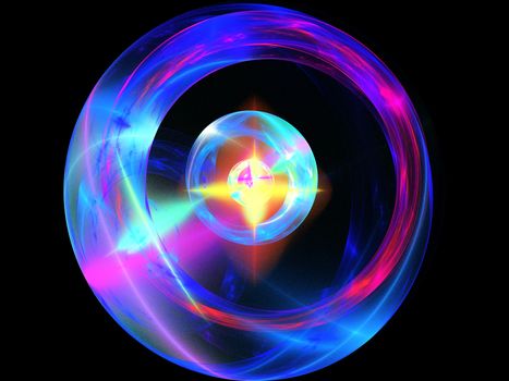 Colorful fractal plasma sphere, strings of chaotic plasma energy. 
smoke, energy ball discharge, scientific plasma study. digital flames, 
artistic design, science fiction, Abstract illustration. 
This image was created using fractal generating and graphic manipulation software.