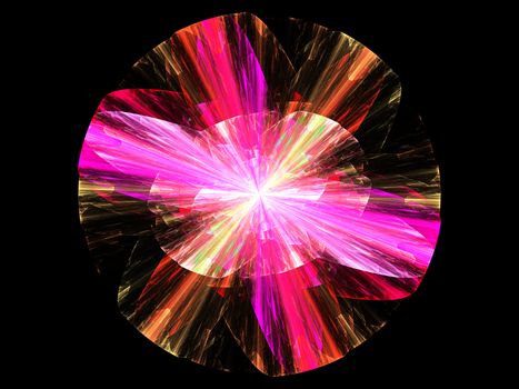 Multicolored bright fractal plasma ball in sky, computer generated abstract background. 
Abstract energy background