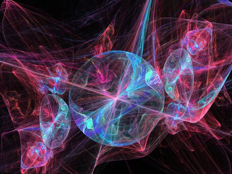 Colorful fractal plasma sphere, strings of chaotic plasma energy. 
smoke, energy ball discharge, scientific plasma study. digital flames, 
artistic design, science fiction, Abstract illustration. 
This image was created using fractal generating and graphic manipulation software.