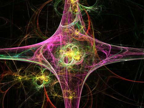 Multicolor beautiful fractal flower. Fractal artwork for creative design