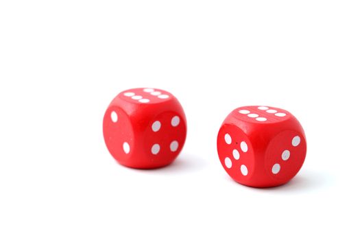 red dices on a white background