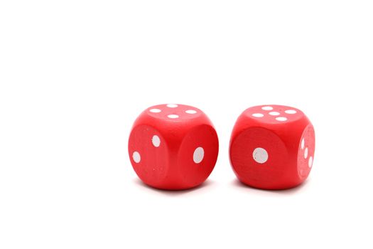 red dices on a white background