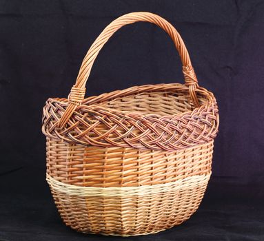 wicker basket on a black background