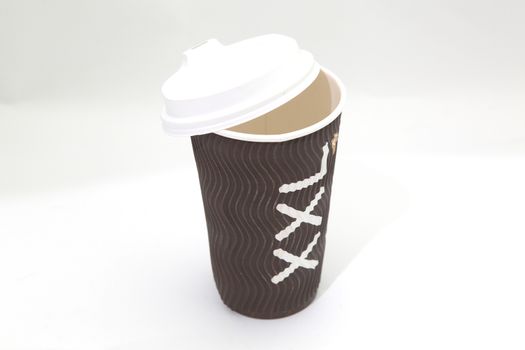 cardboard cup on white background