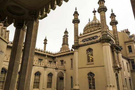 Historic Royal pavillion in Brighton, England. The Royal Pavilion, also known as the Brighton Pavilion, is a former royal residence located in Brighton, England.