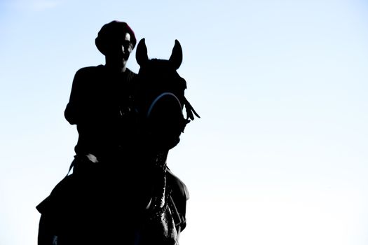 man on horse in high contrast