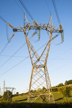 High voltage transmission lines. Transmission of electricity.