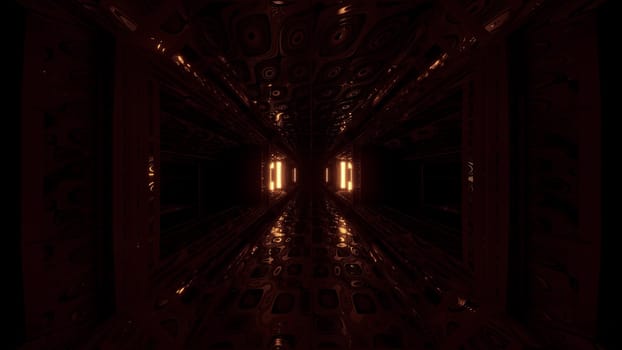 futuristic scifi space hangar tunnel corridor 3d illustration with abstract eye texture background wallpaper, future sci-fi room 3d renderinng design