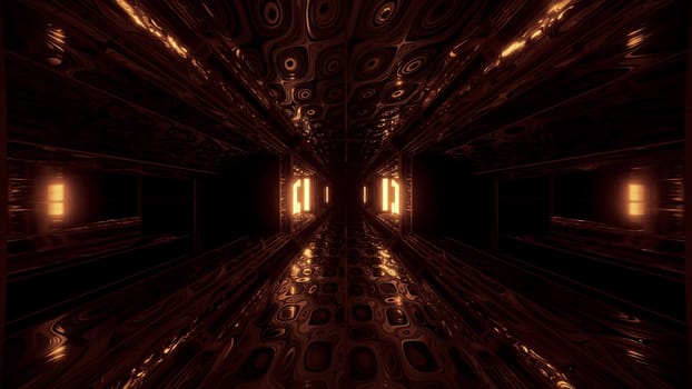 futuristic scifi space hangar tunnel corridor 3d illustration with abstract eye texture background wallpaper, future sci-fi room 3d renderinng design