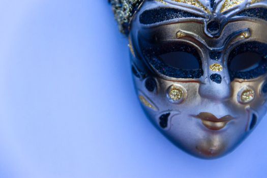 venice carnival mask on white background blue tone