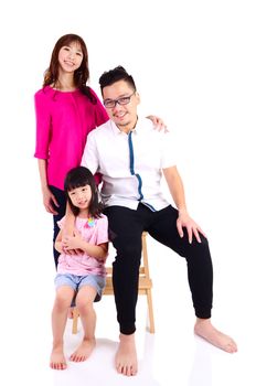 Indoor portrait of beautiful asian family