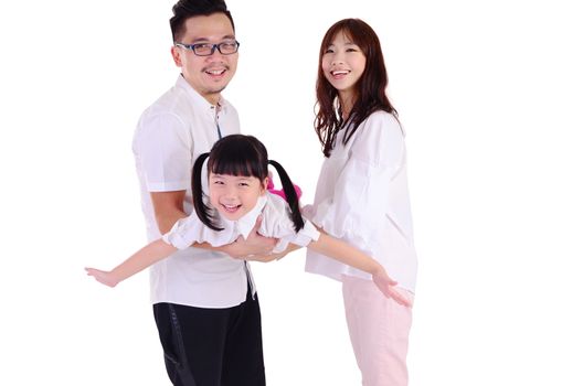 Indoor portrait of a happy asian family