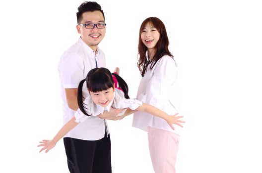 Indoor portrait of a happy asian family
