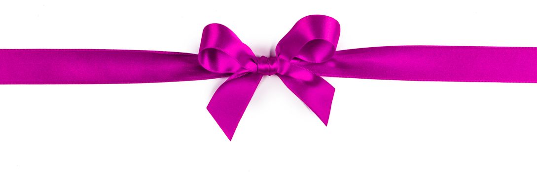 Elegant satin pink ribbon bow isolated on white background