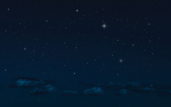 Night starry sky and clouds. Moonlight dark background and stars in the sky. Clean night backdrop. 