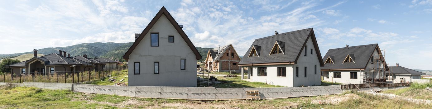 Many New build houses. Panorama