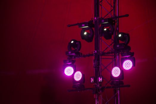 Lights on the stage in circus